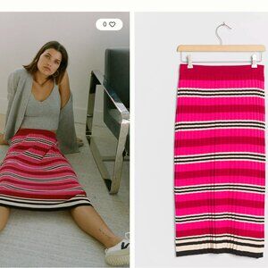NWT Anthropologie Dora Knit Midi Skirt in Pink and Red Size XS
